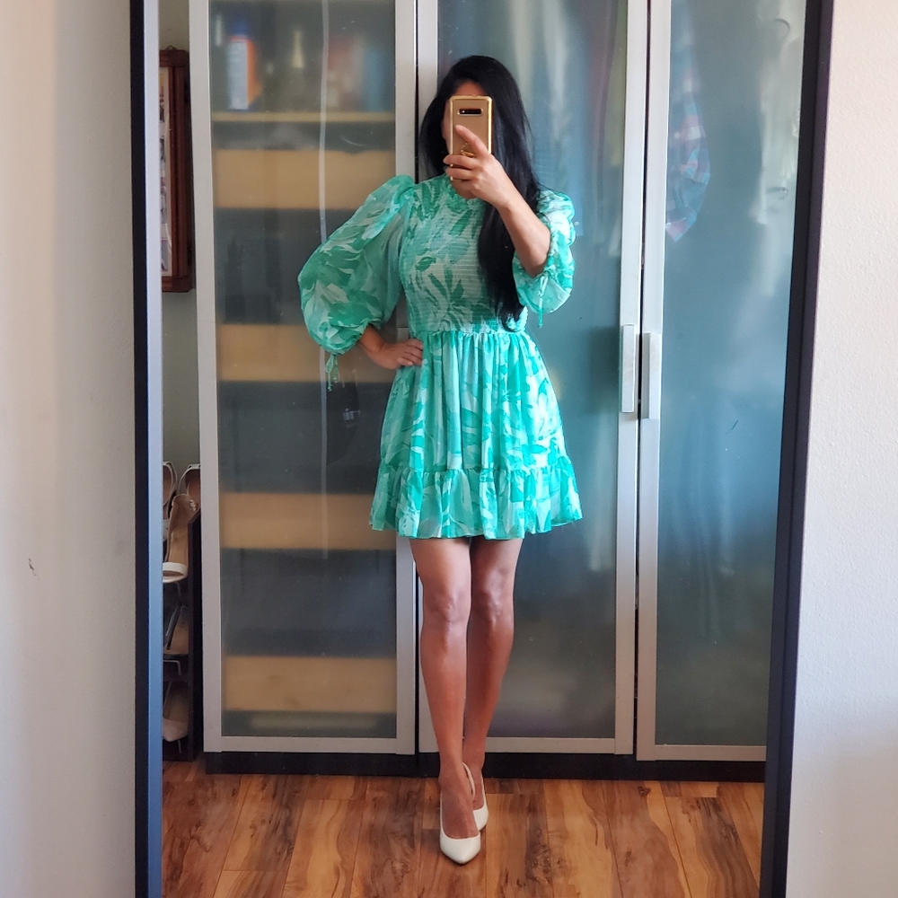 Green floral dress